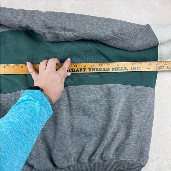 Vintage Oshkosh B’Gosh Crewneck Sweater Large Gray Green Great Country - Picture 7 of 11